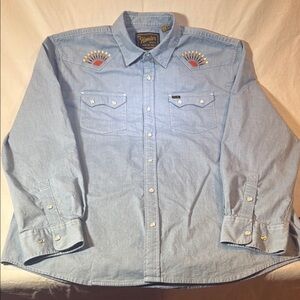 Howler Bros Snap Embroidered Sunrise Blue Western Shirt